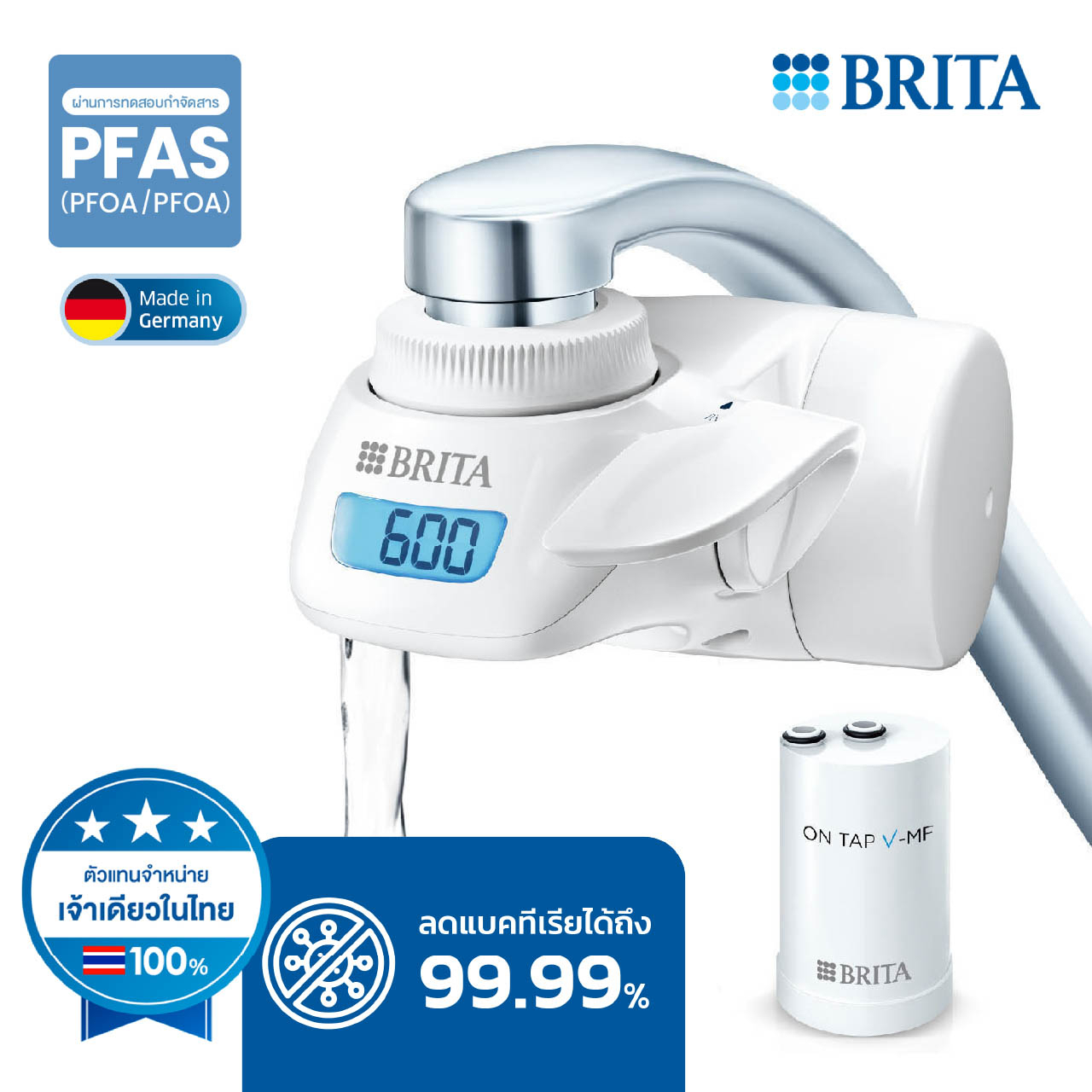 BRITA เครื่องกรองน้ำติดหัวก๊อก  ON TAP Pro V-MF มาพร้อมไส้กรองแบบใหม่
