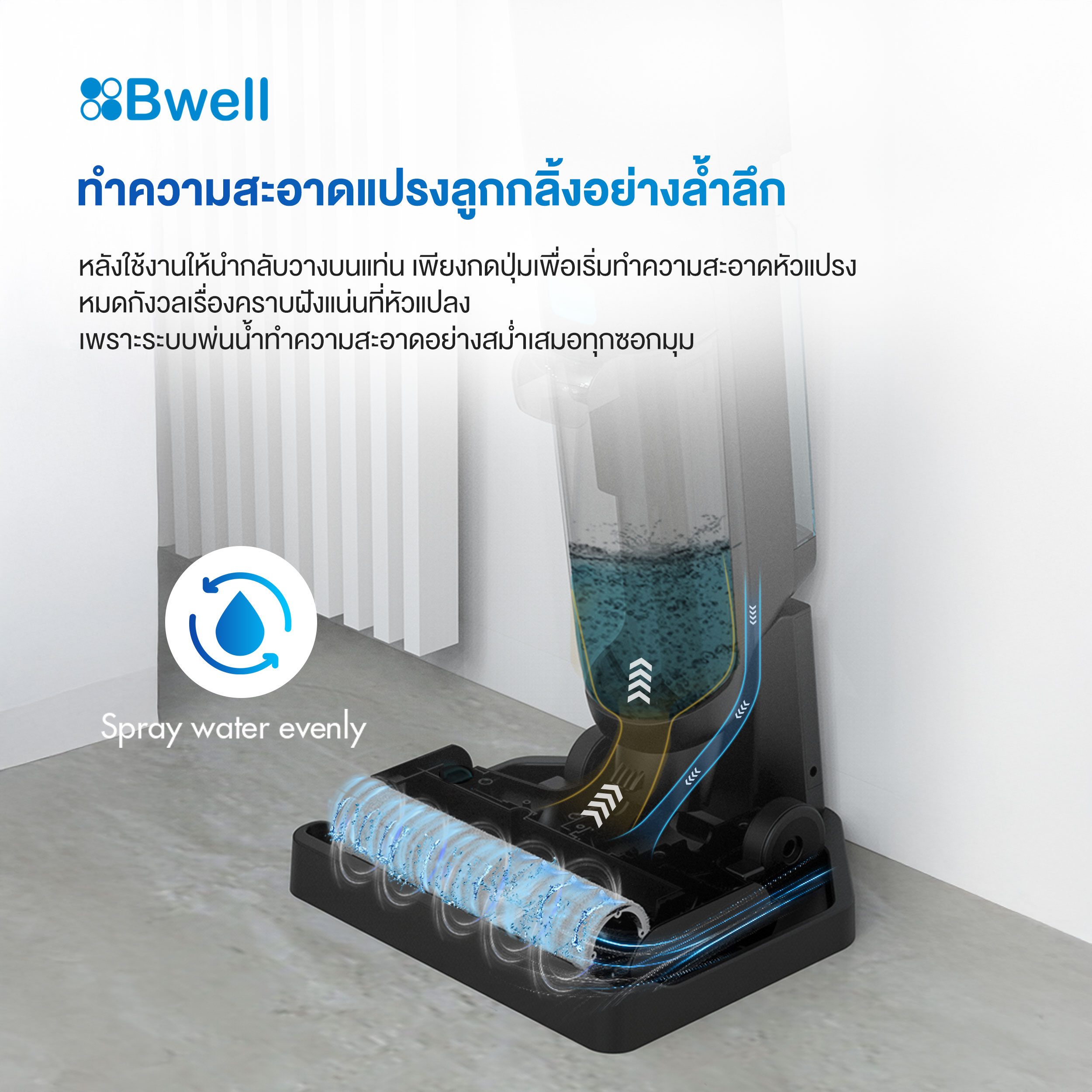 Bwell เครื่องดูดฝุ่นพร้อมถูพื้น รุ่น Flomo Lite