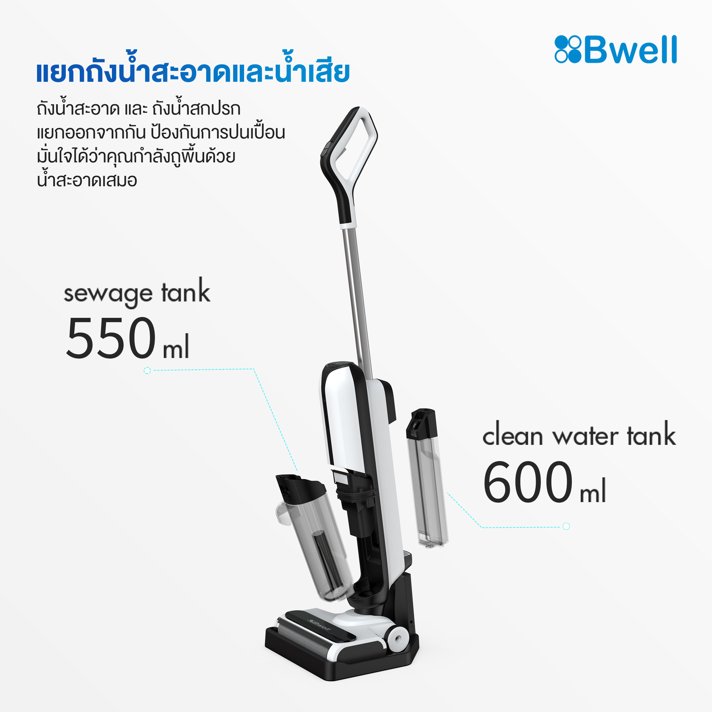 Bwell เครื่องดูดฝุ่นพร้อมถูพื้น รุ่น Flomo Lite
