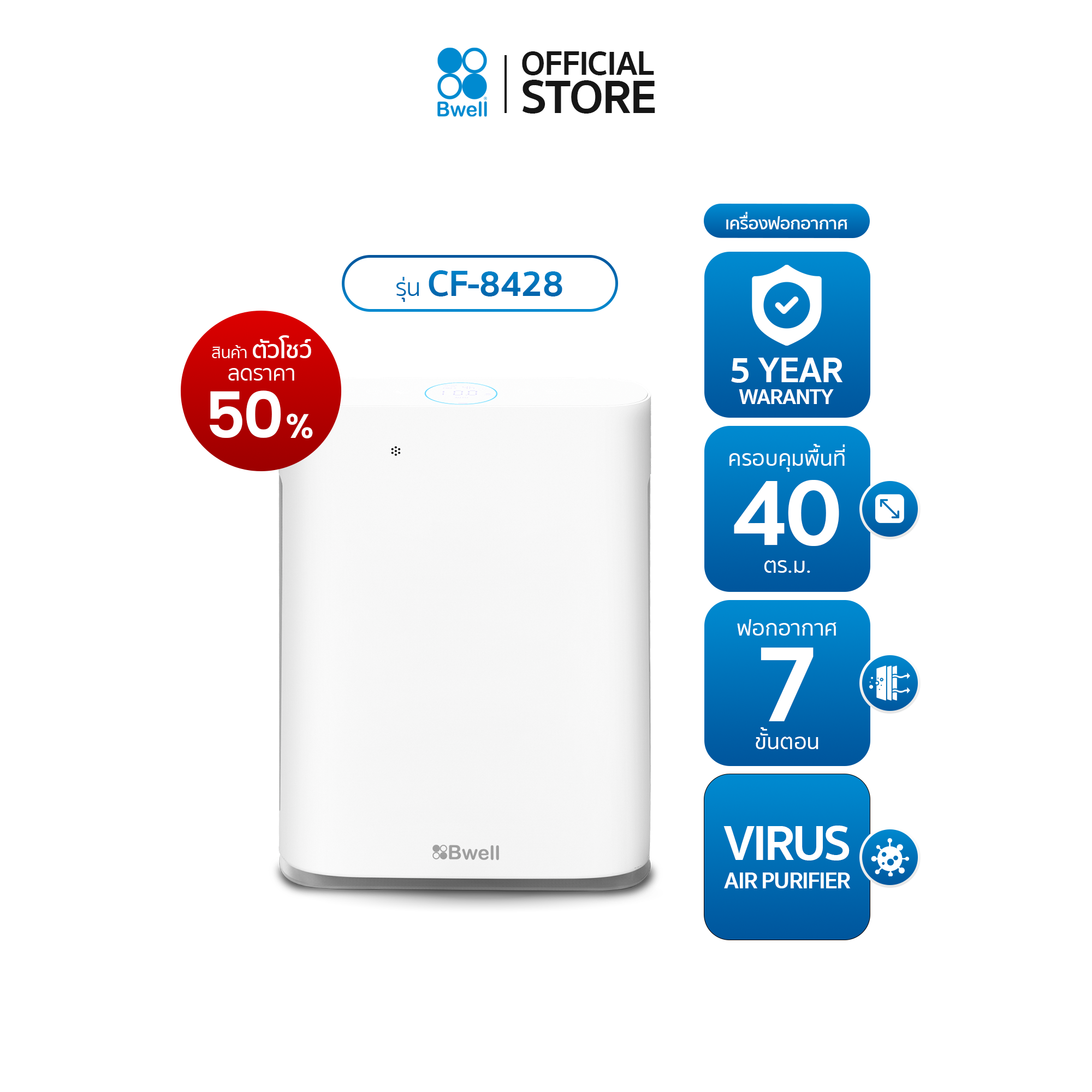 Bwell เครื่องฟอกอากาศรุ่น CF-8428 [ลด50%-สินค้าตัวโชว์]